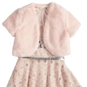 Knitworks Faux Fur Girls Shrug | Blush Pink | 12.5